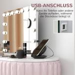 LED-sminkspegel med 3 Ljuslägen, Dimbar, Pekkontroll och USB, Vit, 58 x 48 cm