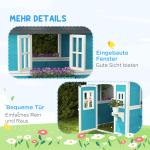 Lekstuga Trädgårdshus med Fönster Blå av Trä för Barn 3-8 År Utomhuslekstuga med Blomhylla och Dörr