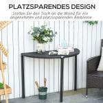 Halvrunt Balkongbord Konstrotting Smidigt Sidobord Platsbesparande Väderbeständig Svart 100 X 50 X 74 Cm