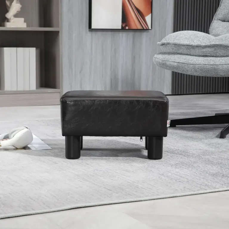 Fotpall Ottoman Kaffebrun av Konstläder och Trä