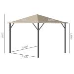 Trädgårdspaviljong med Ventilation, Väderbeständigt Partytält med 4 Sidoväggar, Robust Aluminiumram, Khaki, 3 x 3 m