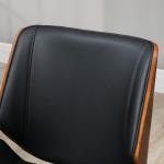 Kontorsstol Skrivbordsstol Svart av Trä och Konstläder för Kontor och Hem Höj och Sänkbar Snurrstol med Tiltfunktion Retro Design