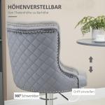 Barstolar i Sammet 2-Pack, Snurrbara Köksstolar med Fotstöd, Justerbar Höjd för Bar och Kök, Ljusgrå, 46 x 55 x 102-123 cm