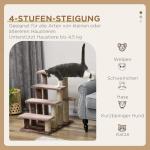 Katttrappa Djurtrappa Brun av Plysch och Trä för Husdjur upp till 5 kg 4-Stegs Trappa med Skrapstolpe 60 x 40 x 64 cm
