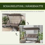 Hammock Trädgårdsgunga 3-Sits 2-i-1 Ljusbrun av Stål och Tyg för Terrass Gunga med Liggfunktion 270 kg 170 x 110 x 153 cm
