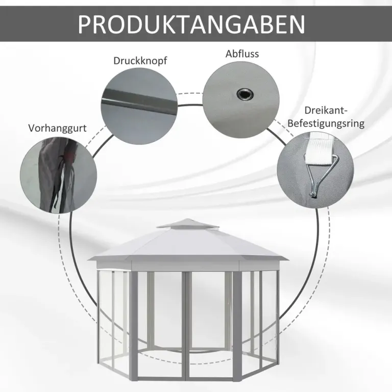 Trädgårdspaviljong Partytält Grå av Stål och Tyg 4 x 4 m