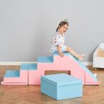 Mjuka Byggklossar Rutschkana 2-Pack, Lekset i Skum för Barn, Säker Klätterlek och Byggsats, Rosa/Blå, 12-36 månader