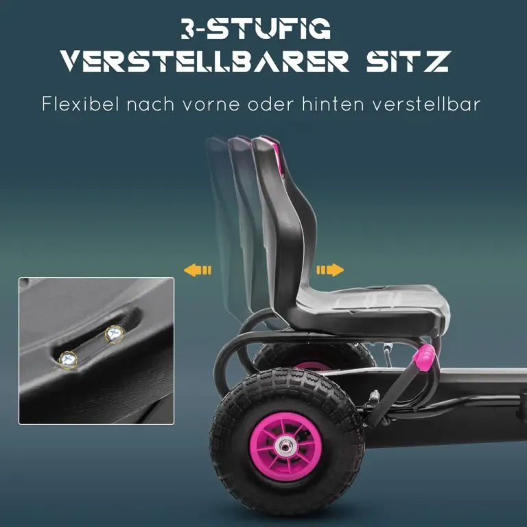 Trampbil &Amp; Go-Kart med Justerbart Säte Rosa