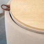 Rund Sittpuff med Förvaring, Klädd Ottoman i Sammet med Vändbart Lock, Fungerar som Sidobord, Beige, 44 x 47,5 cm