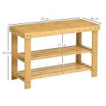 Skobänk Garderobsbänk Natur av Bambu för Hall och Entré med 3 Nivåer Skoställ för 6 Par Skor Praktisk Förvaringslösning 70 x 28 x 45 cm