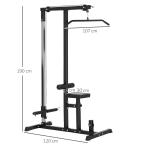 Multifunktionellt Hemgym med Kabelmaskin, Träningsstation för Hela Kroppen, Robust Stålkonstruktion med Justerbar Sits, Svart, 107 x 120 x 190 cm