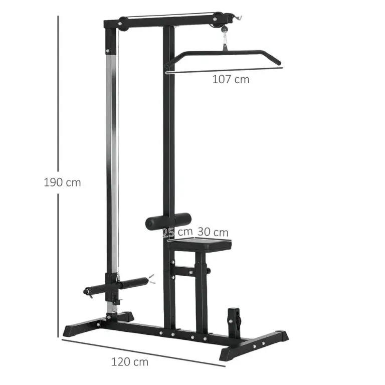 Multigym med Justerbar Sits och Kabeldrag 107x120x190 cm