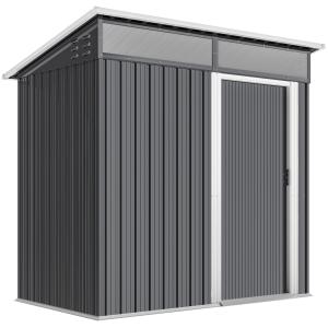 Redskapsbod med Fönster, Ventilationshål och Skjutdörr, Vattentätt Stål, Mörkgrå