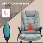 Kontorsstol Massagestol Grå av Tyg och Metall för Kontor Ergonomisk och Höjdjusterbar med Värmefunktion 68 x 72 x 110-120 cm