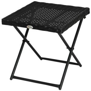 Sidobord Trädgårdsbord Svart av Polyrotting och Metall för Balkong och Terrass Hopfällbart Soffbord Väderbeständigt Praktisk 40 x 40 x 40 cm