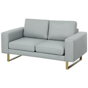 2-sits Soffa med Massiv Träram och Metallben, Ljusgrå