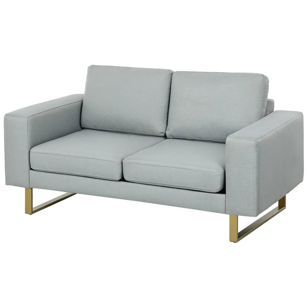 2-Sits Soffa med Massiv Träram och Metallben Ljusgrå