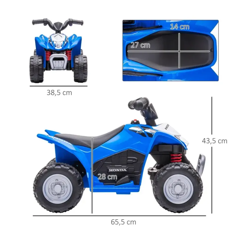 Elektrisk Fyrhjuling för Barn Blå Mini Quad med LED