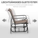 Gungstol i Textilene med Stålram, Bekväm Relaxstol för Uteplatsen, Väderbeständig Design för Avkoppling, Brun, 62 x 75 x 91,5 cm