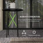 Trädgårdsbord Balkongbord Runt Svart av Stål för Trädgård och Terrass Väderbeständigt Sidobord med Blommönster Ø 40 x 50 cm