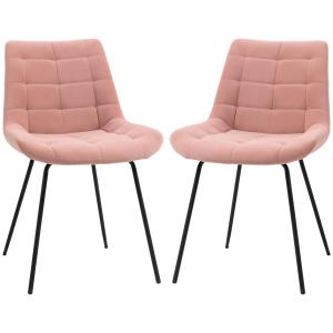 Matsalsstolar Köksstolar Set om 2 Rosa av Sammet och Stål för Vardagsrummet Retrodesign Stol med Ryggstöd