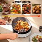 Kokplatta Keramisk Dubbel Vit Glas och Metall för Matlagning och Grillning 2000 W Bordsspis med LED-Display 2 i 1 Funktion