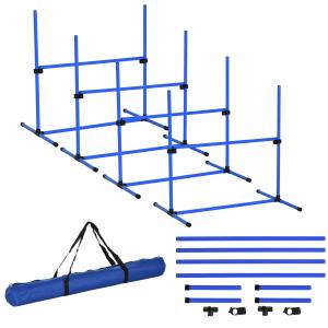 Agilityset för Hundar 4 Häckstänger 2 Slalomstänger och 4 Markstänger Höjdjusterbara Blå Plast 99 X 65 X 94 Cm