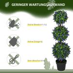 Konstgjord Växt Lavendelträd Set med 2 Krukväxter Lila Grön av Plast för Vardagsrum och Trädgård UV-Beständiga Blommor Höjd 110 cm