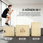 Plyobox Stabil Natur Trä för Gym och Hemmaträning med Tre Sprunghöjder och Handtag Robust Hoppbox för Crossfit och Styrka 61 x 51 x 76 cm