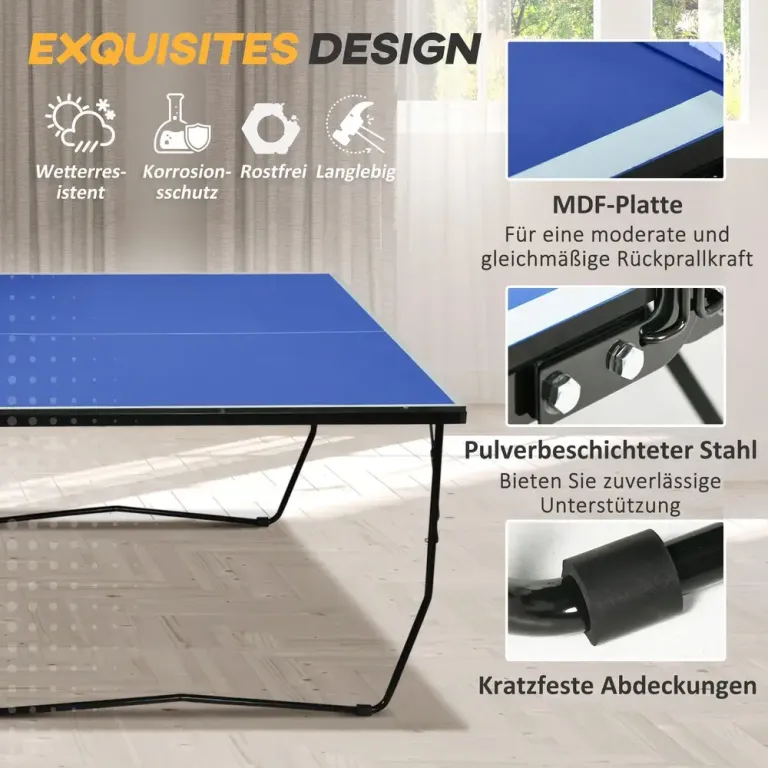 Bordtennisbord Pingisbord Blå av Stål 274 x 152,5 x 76 cm