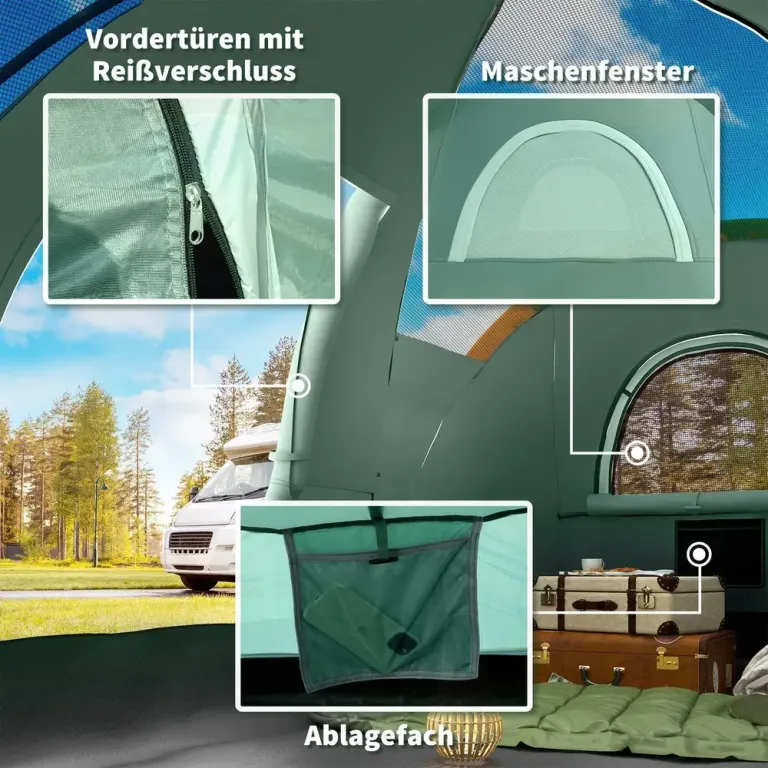 Campingtält Tunneltält Armygrön Svart 4,55 x 2,3 x 1,8 m