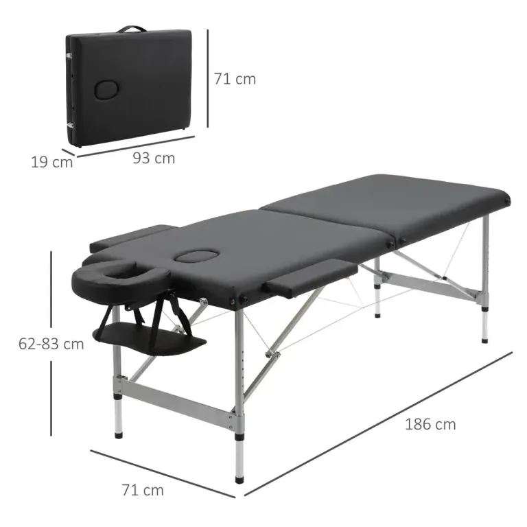 Hopfällbar Massagebänk 2-Zon Professionell Behandlingsbänk