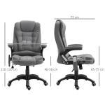 Ergonomisk Chefsstol med Massagefunktion Bekväm Kontorsstol Hög Rygg Avslappnande Massage Grå 67 X 74 X 116-126 Cm