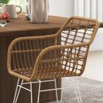 Köksstolar 2-pack i Bohostil med PE-rotting för Matsal och Kök Ergonomisk och Hållbar Natur och Vit Rotting och Metall 56 x 60 x 79 cm