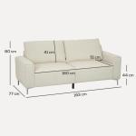Soffa 3-Sits Soffa med Armstöd Krämvit av Manchester och Trä för Vardagsrum Stoppad Soffa med Ryggkuddar 193 x 77 x 80 cm