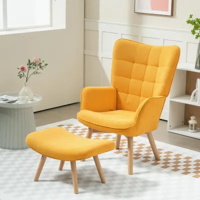 Fåtölj Öronlappsfåtölj med Pall Orange av Manchesterlook