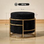 Stoppad Fotpall Storage Ottoman med Metallram och Guldpläterad Finish, Svart