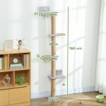 Kattklöspelare med 5-våningsdesign, Leksaker, Sisalstolpar och Plyschtyg, Ljusgrå