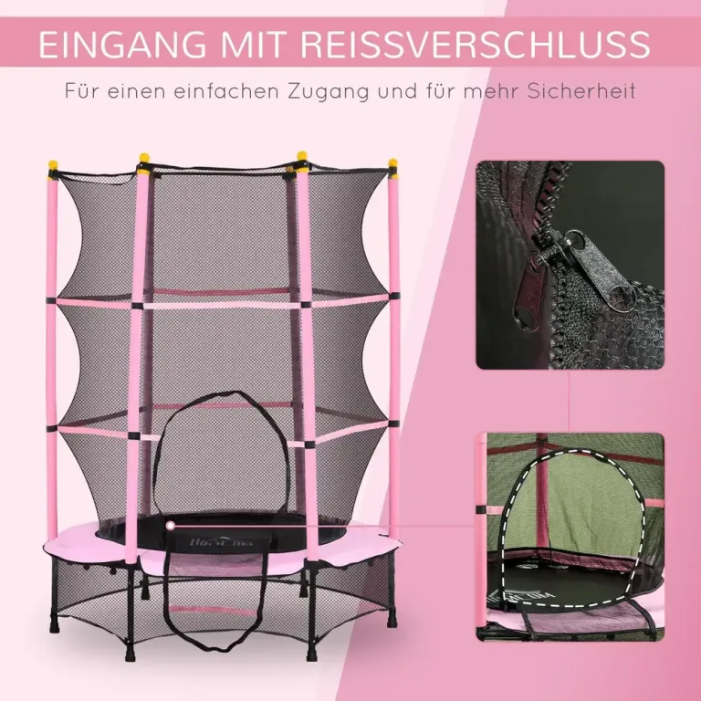 Barnstudsmatta Trädgårdstrampolin Rosa av Metall 140 Cm