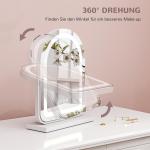 Sminkspegel Bordsspegel med LED Belysning Vit av Metall och Glas för Sovrum 360° Vridbar Spegel med Touchkontroll 33 x 44,5 cm