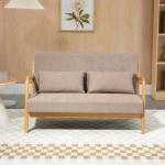 Soffa Loveseat 2-Sits Ljusgrå av Gummiträ och Sammetslook för Vardagsrum Tvåsits med Kuddar Modern Design 122 x 71 x 76 cm