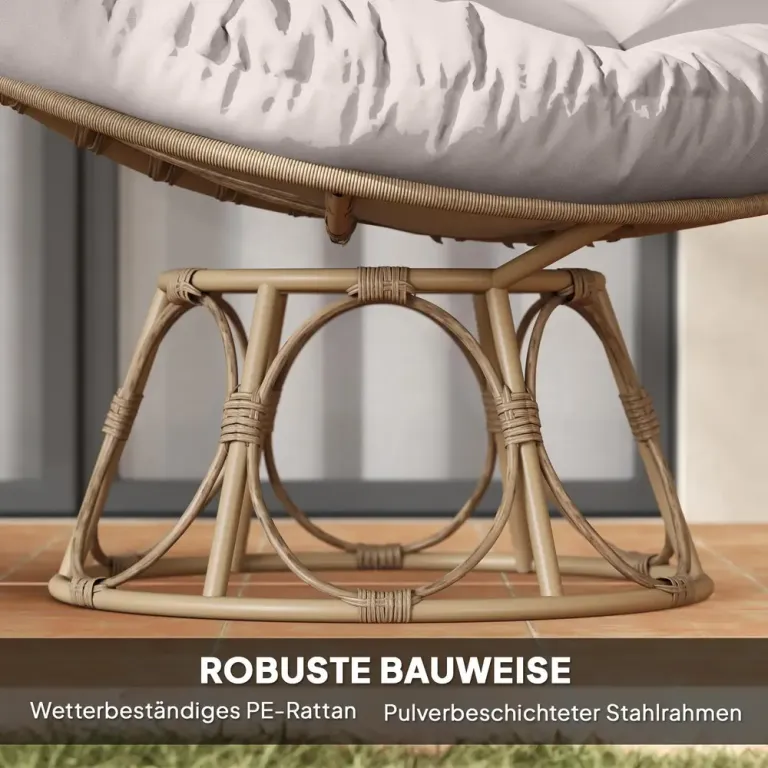 Papasan Stol Rottingstol 360° Ljusgrå av Rotting 120 cm