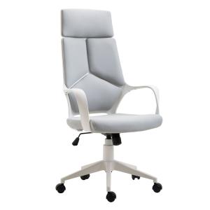 Kontorsstol Ergonomisk Grå Vit Nät för Skrivbord och Kontor med Justerbar Höjd och Hjul för Arbetsplats och Hem
