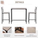 Barbord med 2 Stolar 3-Delat Bordsset MDF Modern Möbel för Kök och Matplats Natur och Svart 89 X 45 X 87 Cm