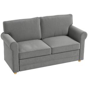 2-sits Kompakt Soffa, Linnelook, Mjuka Sittdynor, Stålram, Mörkgrå