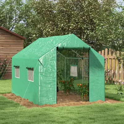 Tunnelväxthus Litet Växthus Grön av Stål och PE 2 x 3 x 2 m