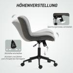Armlös Vadderad Kontorsstol, Höjdjusterbar, Vridbar och Rullbar, Grå