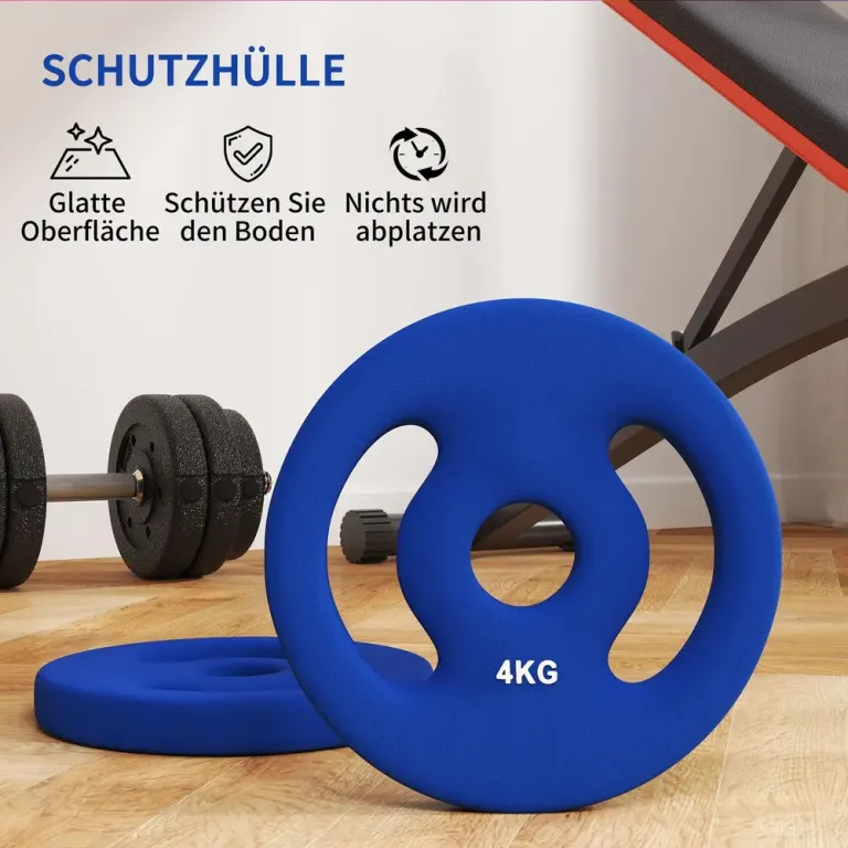 Viktskivor med Handtag 2 x 4 kg för Styrketräning, Blå