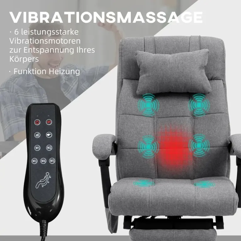 Kontorsstol Massagestol Grå 66 x 76 x 112-120 cm