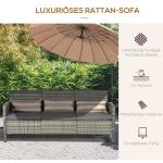 Konstsoffa Stabil Grå Konstrotting för Trädgård med Kuddar för Tre Personer och Stålram för Uteplats och Altan 173 x 68 x 78 cm